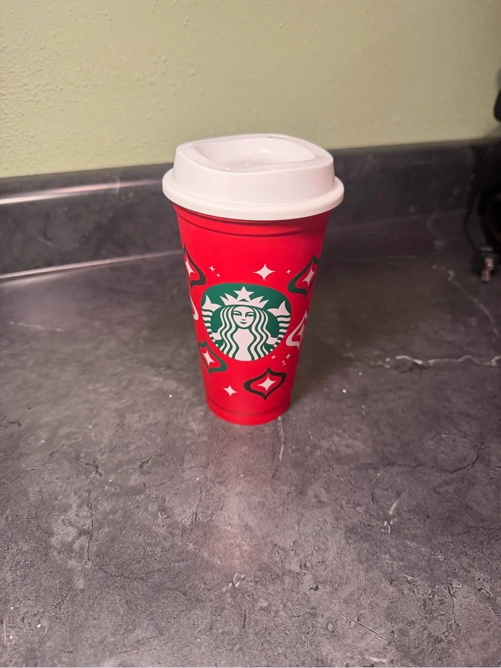 Starbucks Red Cup Day 2023 16 oz Reusable Hot Cup Holiday Christmas Ornament Lid
